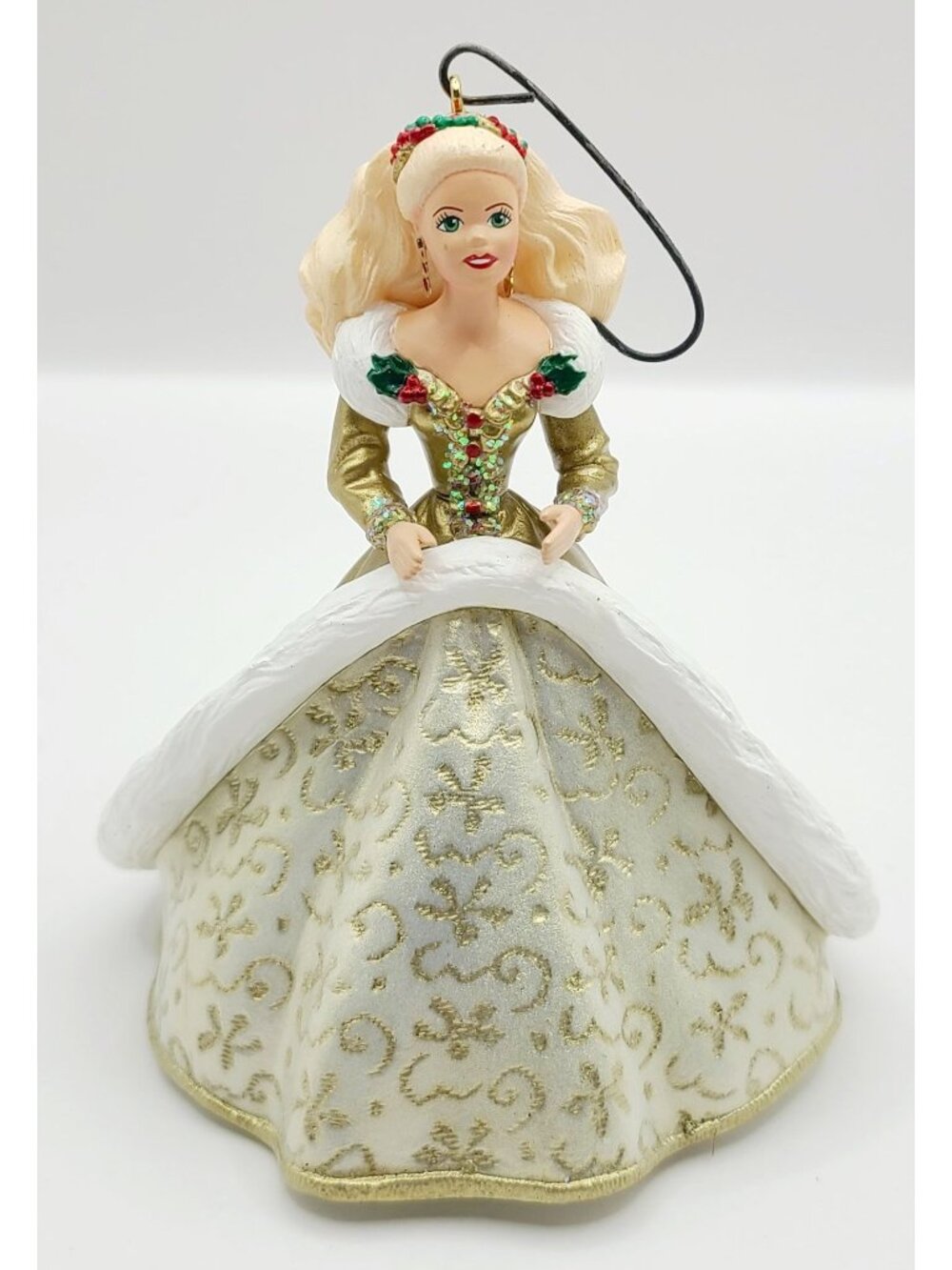 Vtg Hallmark Keepsake Holiday Barbie Doll Mattel Y2K 1994 Gold Dress Blonde